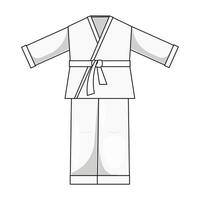 judo uniforme dans plat contour style. des sports kimono Japonais porter icône dans blanc Couleur isolé vecteur