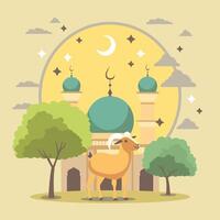 mouton chèvre animal pour islamique eid Al adha fête dans mosquée Contexte vecteur