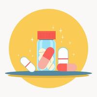 surdosage ivre narcotique drogues médicament capsule pilule dans bouteille vecteur
