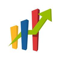 coloré graphique avec une vert La Flèche montrer du doigt en haut, adapté pour affaires présentations, financier rapports, infographies, commercialisation matériaux, et la toile conception vecteur