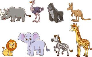 ensemble de mignonne dessin animé animaux.big ensemble avec dessin animé appliqué animaux. collection avec mammifères. vecteur