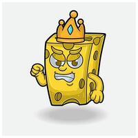 fromage mascotte personnage dessin animé avec en colère expression. vecteur