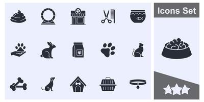 animal de compagnie, vétérinaire, animal de compagnie boutique, les types de animaux domestiques icône ensemble symbole collection, logo isolé illustration vecteur