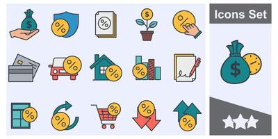 crédit et prêt, personnel et affaires la finance icône ensemble symbole collection, logo isolé illustration vecteur