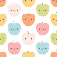 sans couture modèle avec mignonne dessin animé Pomme personnages. fruit sans couture modèle vecteur