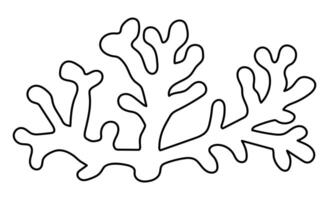 noir et blanc corail icône. en dessous de le mer ligne illustration avec mignonne algues. océan plante clipart. dessin animé sous-marin ou Marin agrafe art ou coloration page pour les enfants vecteur