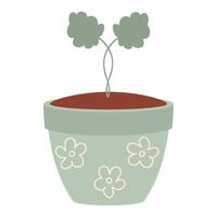 minuscule plante dans une fleur pot. main tiré illustration isolé sur blanc Contexte. vecteur