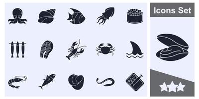 poisson et Fruit de mer icône ensemble symbole collection, logo isolé illustration vecteur