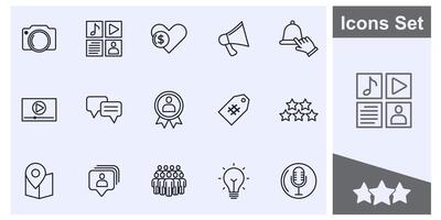 vlogging, Blog, blogueur, influenceur et équipement icône ensemble symbole collection, logo isolé illustration vecteur