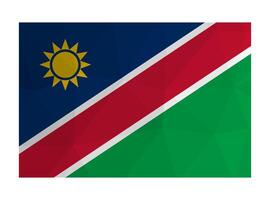 isolé illustration. officiel symbole de namibie. nationale drapeau dans bleu, rouge, vert et blanc couleurs avec Jaune Soleil. Créatif conception dans faible poly style avec triangulaire formes. pente effet. vecteur