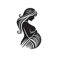 Enceinte femme silhouette illustration isolé sur blanc Contexte vecteur