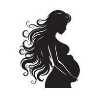 Enceinte femme silhouette illustration isolé sur blanc Contexte vecteur