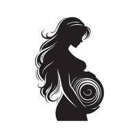 Enceinte femme silhouette illustration isolé sur blanc Contexte vecteur