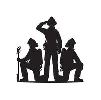 sapeurs pompiers pose silhouette illustration vecteur