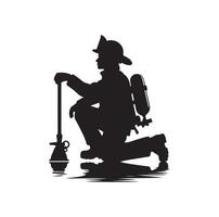 sapeurs pompiers pose silhouette illustration vecteur