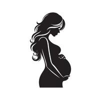 Enceinte femme silhouette illustration isolé sur blanc Contexte vecteur