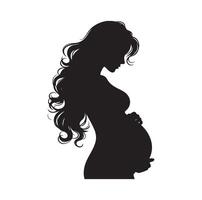 Enceinte femme silhouette illustration isolé sur blanc Contexte vecteur