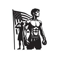 une boxeur supporter avec pose silhouette illustration vecteur