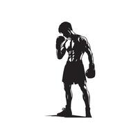 une boxeur supporter avec pose silhouette illustration vecteur