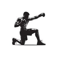 une boxeur supporter avec pose silhouette illustration vecteur