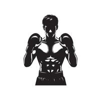 une boxeur supporter avec pose silhouette illustration vecteur