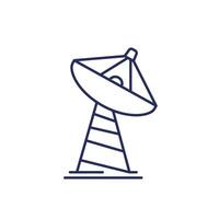 Satellite plat, gros antenne ligne icône sur blanc vecteur