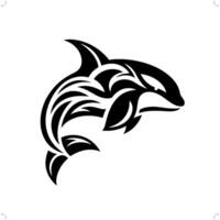 orque, baleine dans moderne tribal tatouage, abstrait ligne art de animaux, minimaliste contour. vecteur