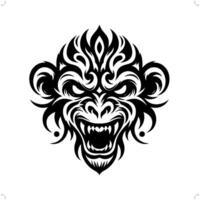 singe , singe dans moderne tribal tatouage, abstrait ligne art de animaux, minimaliste contour. vecteur