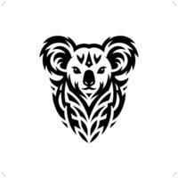 koala dans moderne tribal tatouage, abstrait ligne art de animaux, minimaliste contour. vecteur