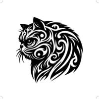 persan, ragdoll chat dans moderne tribal tatouage, abstrait ligne art de animaux, minimaliste contour. vecteur