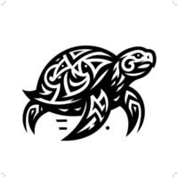 mer tortue dans moderne tribal tatouage, abstrait ligne art de animaux, minimaliste contour. vecteur