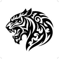 tigre dans moderne tribal tatouage, abstrait ligne art de animaux, minimaliste contour. vecteur