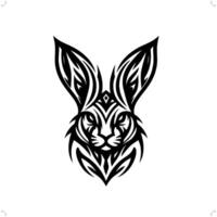 lapin dans moderne tribal tatouage, abstrait ligne art de animaux, minimaliste contour. vecteur