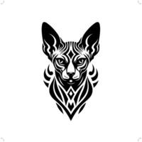 sphynx chat dans moderne tribal tatouage, abstrait ligne art de animaux, minimaliste contour. vecteur