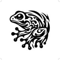 crapaud, grenouille dans moderne tribal tatouage, abstrait ligne art de animaux, minimaliste contour. vecteur