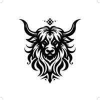 yak dans moderne tribal tatouage, abstrait ligne art de animaux, minimaliste contour. vecteur