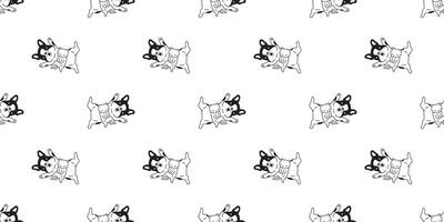chien chat français bouledogue sans couture modèle chaton calicot en train de dormir dessin animé tuile Contexte répéter fond d'écran écharpe isolé illustration conception vecteur