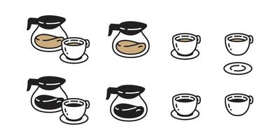 café tasse icône pot thé Lait verre symbole logo dessin animé illustration griffonnage conception vecteur