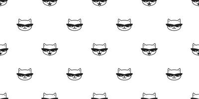 chat sans couture modèle chaton des lunettes de soleil calicot animal de compagnie écharpe isolé répéter Contexte dessin animé animal tuile fond d'écran illustration griffonnage conception vecteur
