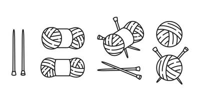 fil Balle icône des balles de fil tricot aiguilles chat jouet dessin animé personnage illustration griffonnage conception vecteur