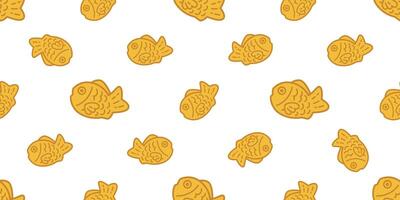 poisson taiyaki sans couture modèle boulangerie Japon nourriture casse-croûte thon requin Saumon dauphin griffonnage icône dessin animé océan mer tuile Contexte répéter fond d'écran écharpe isolé animal de compagnie animal illustration griffonnage desi vecteur