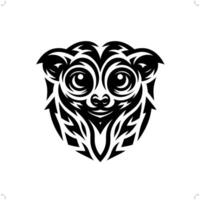 tarsier singe dans moderne tribal tatouage, abstrait ligne art de animaux, minimaliste contour. vecteur