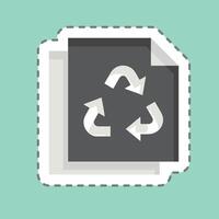 autocollant ligne Couper papier recyclage. en relation à recyclage symbole. Facile conception illustration vecteur