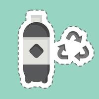 autocollant ligne Couper Plastique recyclage. en relation à recyclage symbole. Facile conception illustration vecteur