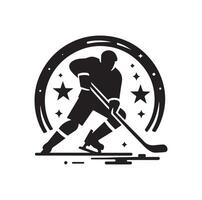 la glace le hockey joueur silhouettes icône logo illustration vecteur