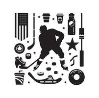 la glace le hockey joueur silhouettes icône logo illustration vecteur