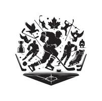 la glace le hockey joueur silhouettes icône logo illustration vecteur