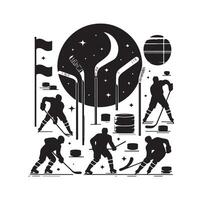 la glace le hockey joueur silhouettes icône logo illustration vecteur