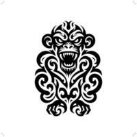 singe , singe dans moderne tribal tatouage, abstrait ligne art de animaux, minimaliste contour. vecteur