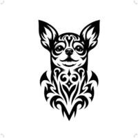 chihuahua chien dans moderne tribal tatouage, abstrait ligne art de animaux, minimaliste contour. vecteur